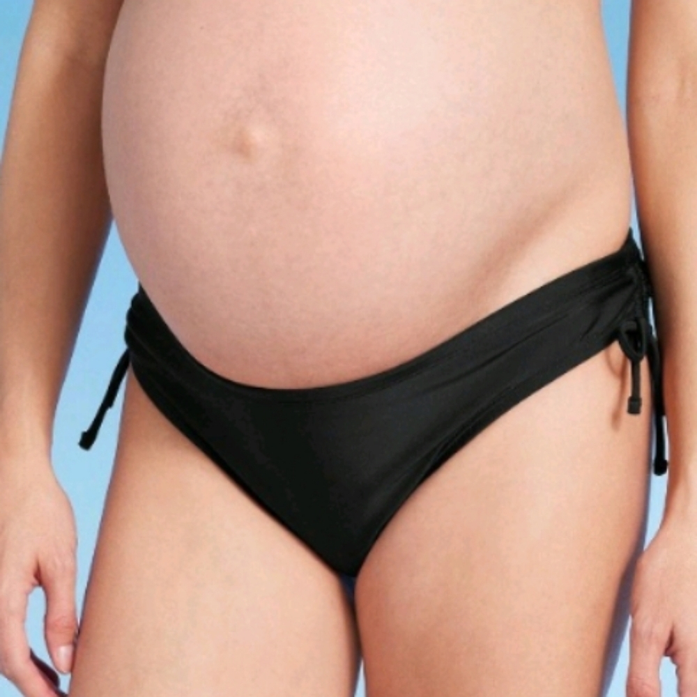 Isabel Maternity by Ingrid and Isabel Black Side Cinch Bikini Bottom Size S #